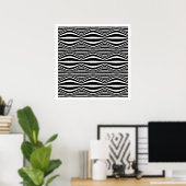 Op Art Lines and Spheres 01 - Schwarz/Weiß Poster (Heimbüro)