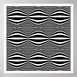 Op Art Lines and Spheres 01 - Schwarz/Weiß Poster