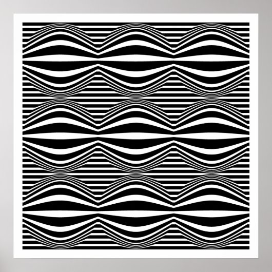 Op Art Lines and Spheres 01 - Schwarz/Weiß Poster (Vorne)