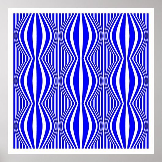 Op Art Lines and Spheres 02 - Blau und Weiß Poster (Vorne)