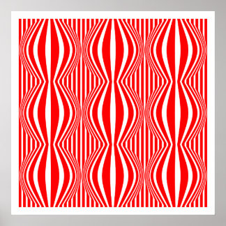 Op Art Lines and Spheres 02 - Rot und Weiß Poster