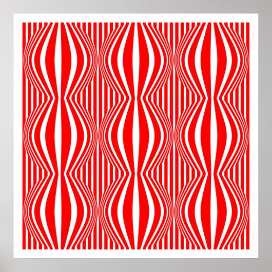 Op Art Lines and Spheres 02 - Rot und Weiß Poster (Vorne)