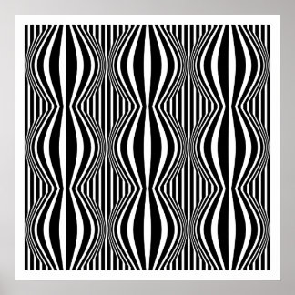Op Art Lines and Spheres 02 - Schwarz/Weiß Poster