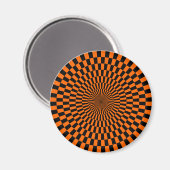 Op Art - Orange und Schwarz Magnet (Vorderseite/Rückseite)