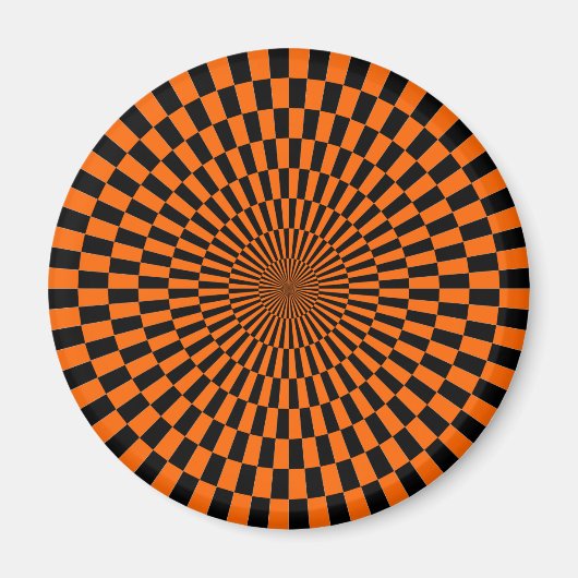 Op Art - Orange und Schwarz Magnet (Vorne)