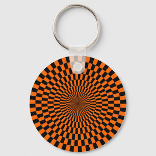 Op Art - Orange und Schwarz Schlüsselanhänger