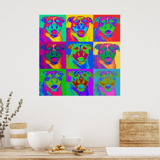 Op Art Pitbull Poster (Küche)