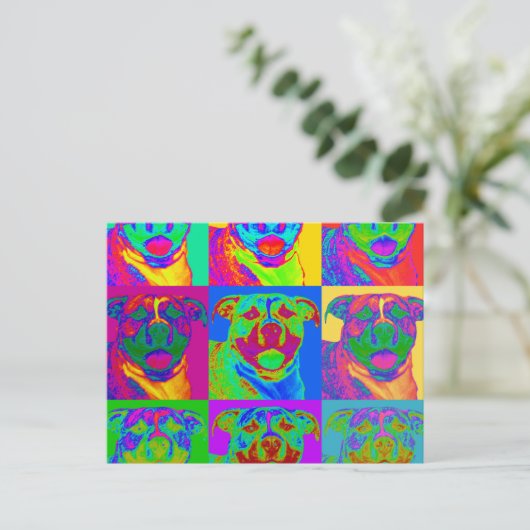 Op Art Pitbull Postkarte (Stehend Vorderseite)