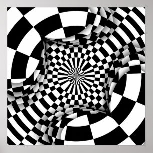 Op art Psychedelic Schachbretts Poster