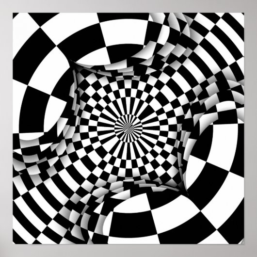 Op art Psychedelic Schachbretts Poster (Vorne)