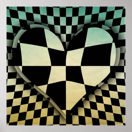 Op Art schachte Herzen Poster (Vorne)