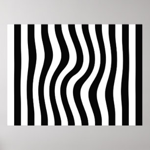 Op-Art schwarze und weiße verdrehte Streifen Poster
