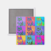 Op Art - Sibirischer Husky Magnet (Vorderseite/Rückseite)