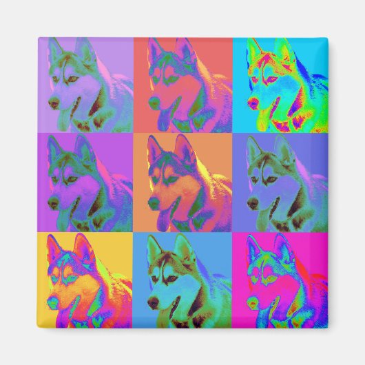 Op Art - Sibirischer Husky Magnet (Vorne)