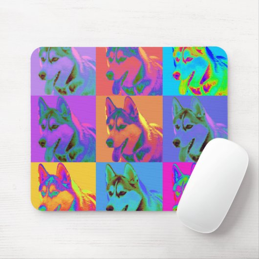 Op Art - Sibirischer Husky Mousepad (Mit Mouse)