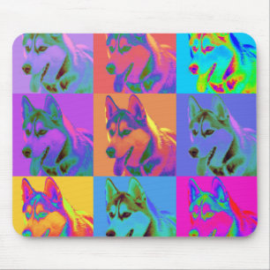 Op Art - Sibirischer Husky Mousepad