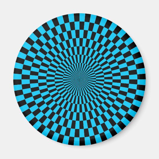 Op Art - Sky Blue und Black Magnet (Vorne)