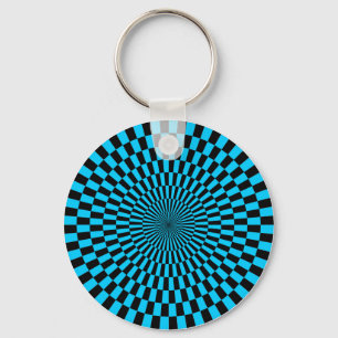 Op Art - Sky Blue und Black Schlüsselanhänger