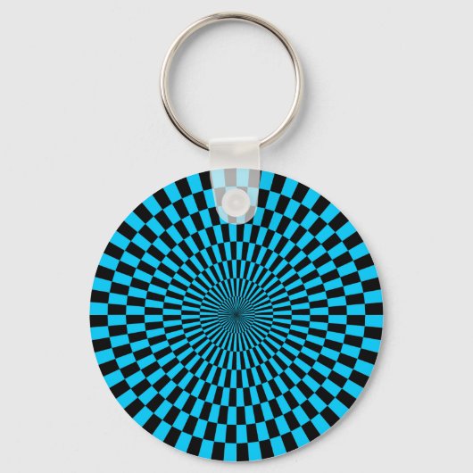 Op Art - Sky Blue und Black Schlüsselanhänger (Vorderseite)