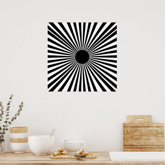 Op Art Sunburgh - Abstraktes Schwarz-Weiß-Poster Poster (Küche)