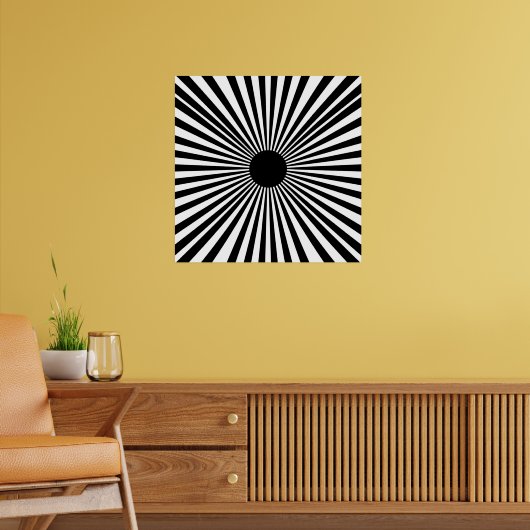 Op Art Sunburgh - Abstraktes Schwarz-Weiß-Poster Poster (Wohnzimmer 2)