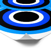 Op Art Tausend Augen Blau Blau Weiß Schwarz Poster (Ecke)