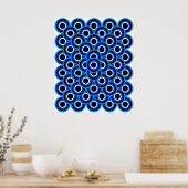 Op Art Tausend Augen Blau Blau Weiß Schwarz Poster (Küche)