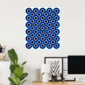 Op Art Tausend Augen Blau Blau Weiß Schwarz Poster (Heimbüro)