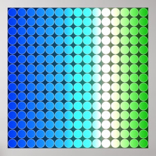Op-Art-Verlaufs-Punkte Blau Grün Weiß Poster