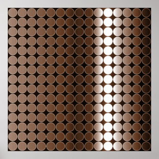 Op-Art-Verlaufs-Punkte monochromes Braun Poster