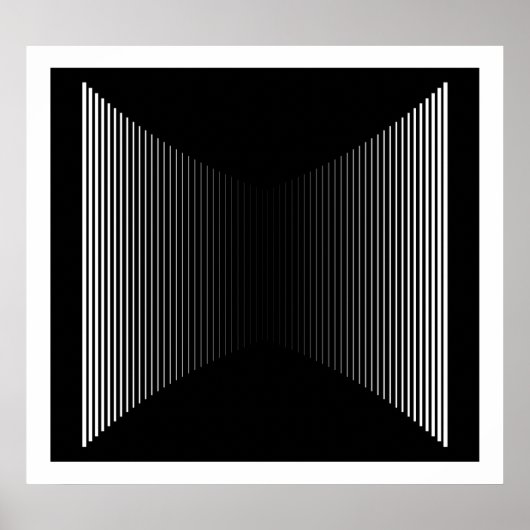 Op Art Vertikal Bars Weiß auf schwarz Progressive  Poster (Vorne)
