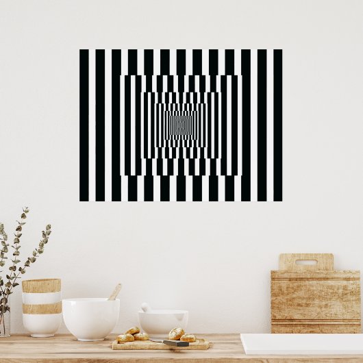 Op Art vertikale Reflektionen Schwarz-Weiß Poster (Küche)
