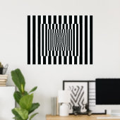 Op Art vertikale Reflektionen Schwarz-Weiß Poster (Heimbüro)