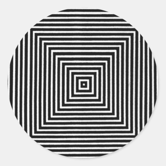 Op Art Visuell Black and White Squares Runder Aufkleber (Vorderseite)