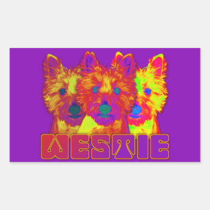 Op Art - West Highland Terrier Rechteckiger Aufkleber