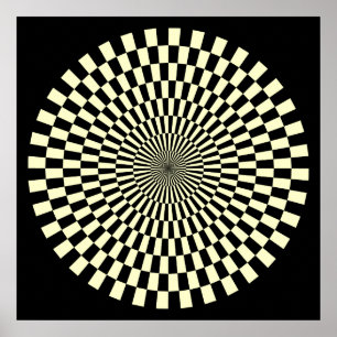 Op Art Wheel - Cream und Black Poster