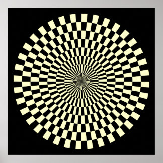 Op Art Wheel - Cream und Black Poster