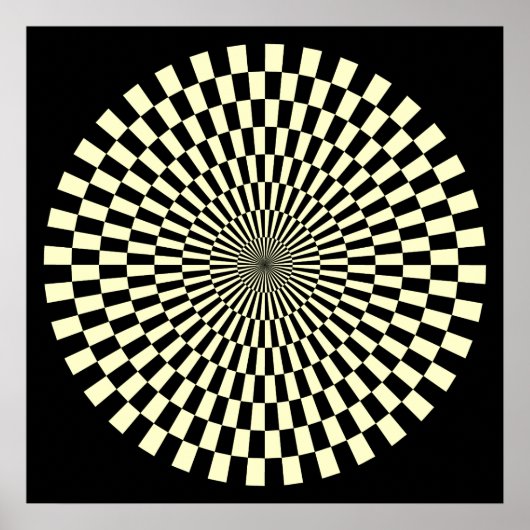 Op Art Wheel - Cream und Black Poster (Vorne)