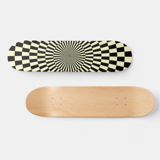 Op Art Wheel - Cream und Black Skateboard (Horizontal)