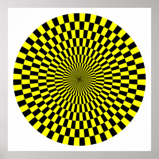 Op Art Wheel - Gelb und Schwarz Poster