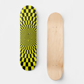 Op Art Wheel - Gelb und Schwarz Skateboard (Vorderseite)
