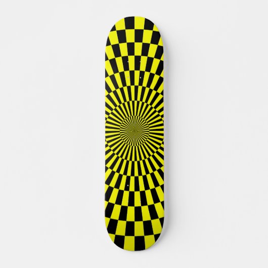 Op Art Wheel - Gelb und Schwarz Skateboard (Vorne)