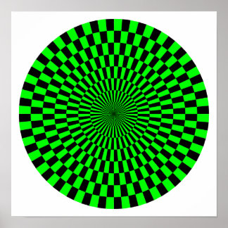 Op Art Wheel - grün und schwarz Poster