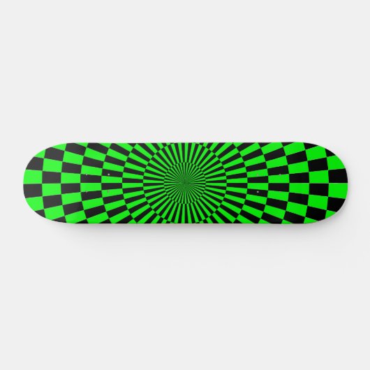 Op Art Wheel - grün und schwarz Skateboard (Horizontal)