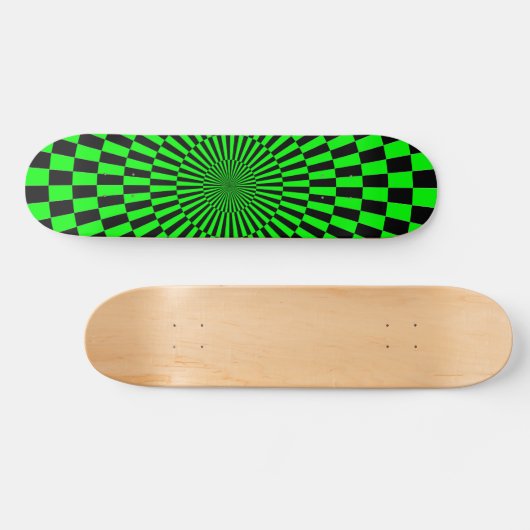 Op Art Wheel - grün und schwarz Skateboard (Horizontal)