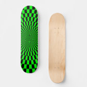 Op Art Wheel - grün und schwarz Skateboard (Vorderseite)