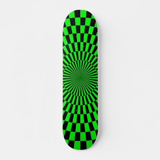 Op Art Wheel - grün und schwarz Skateboard (Vorne)
