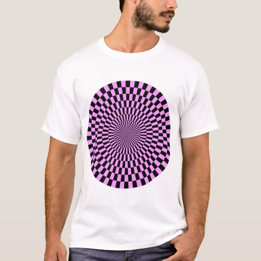 Op Art Wheel - Light Violet und Black T-Shirt (Vorderseite)
