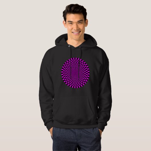 Op Art Wheel - Magenta und Black Hoodie (Vorne ganz)