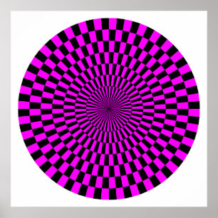 Op Art Wheel - Magenta und Black Poster